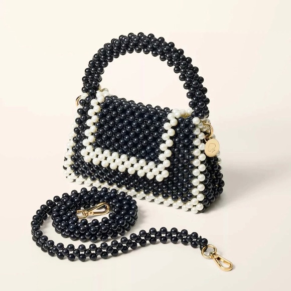 kate spade Handbags - Kate Spade Black and White Mini Beaded Bag